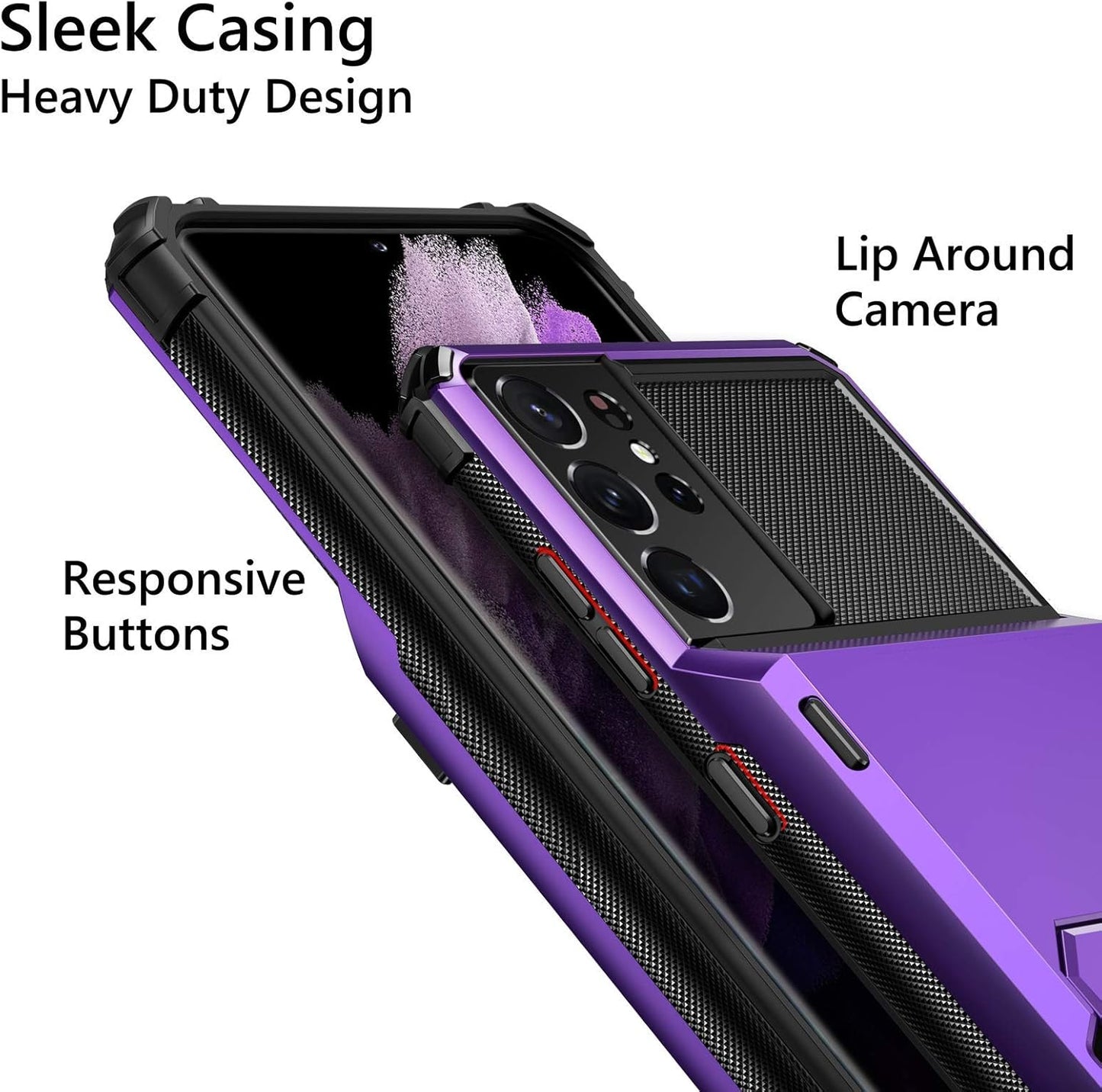 Samsung Galaxy S21 Ultra Shockproof Purple Wallet Case - Stylish and Functional Card Holder