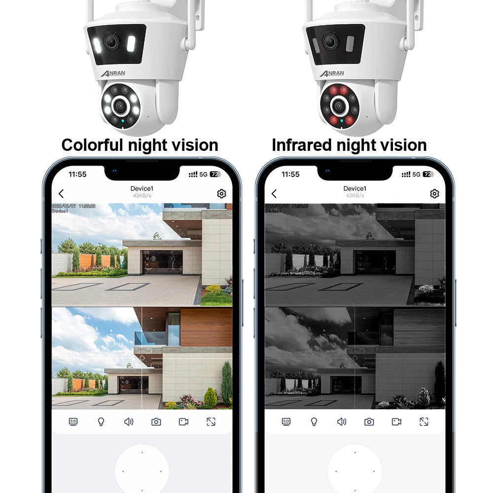 Dual Lens Wifi Camera 4MP+4MP Security Camera Dual Live View Home Protection Color Night Vision Two Way Audio PIR Detection