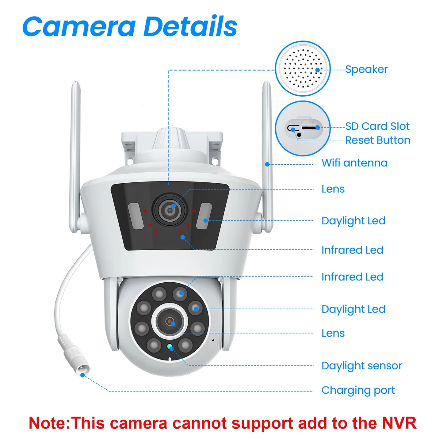 Dual Lens Wifi Camera 4MP+4MP Security Camera Dual Live View Home Protection Color Night Vision Two Way Audio PIR Detection