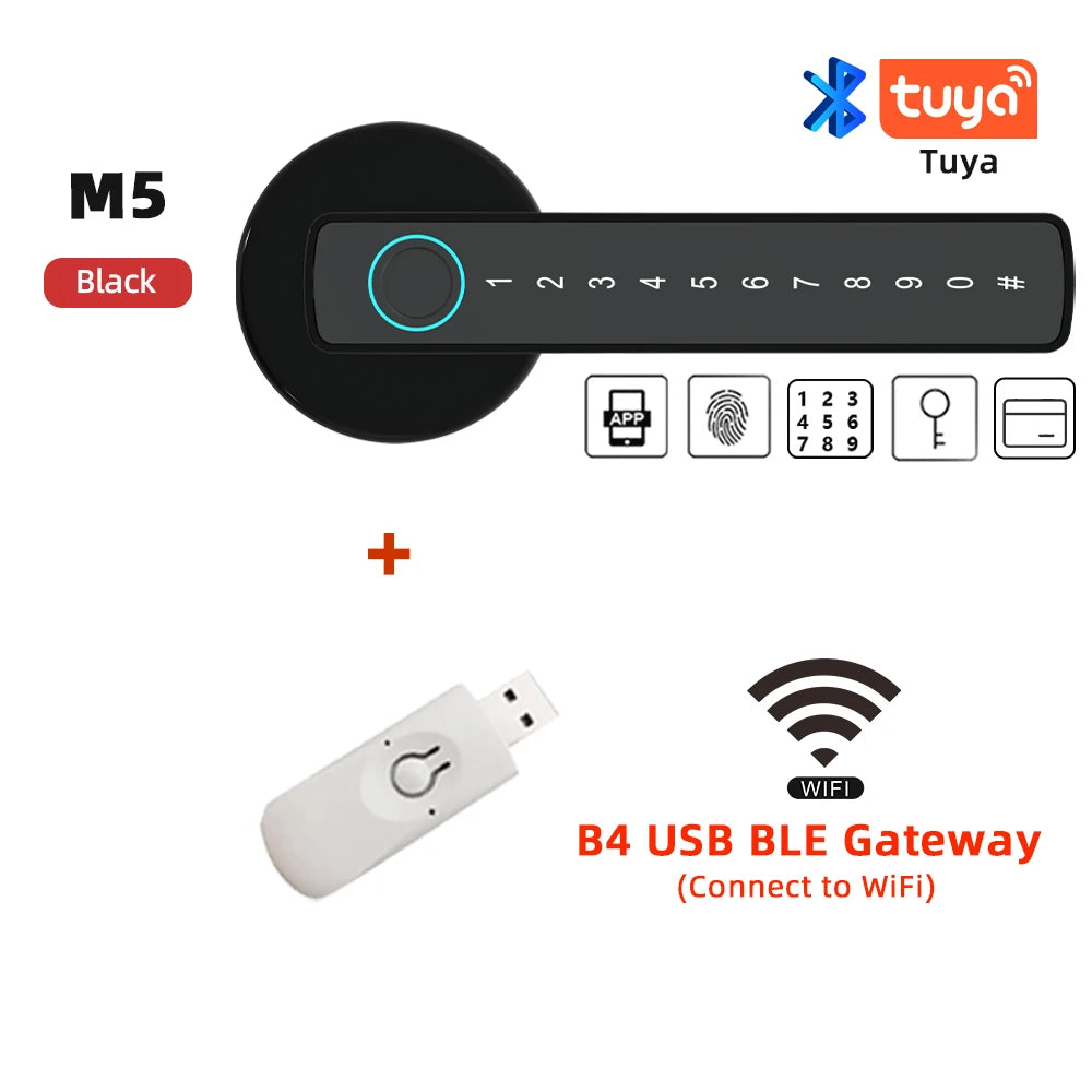 RMAJ™ Smart Fingerprint Lock – 5-in-1 Keyless Entry | Tuya App Control, Card, Keypad & Print Unlock