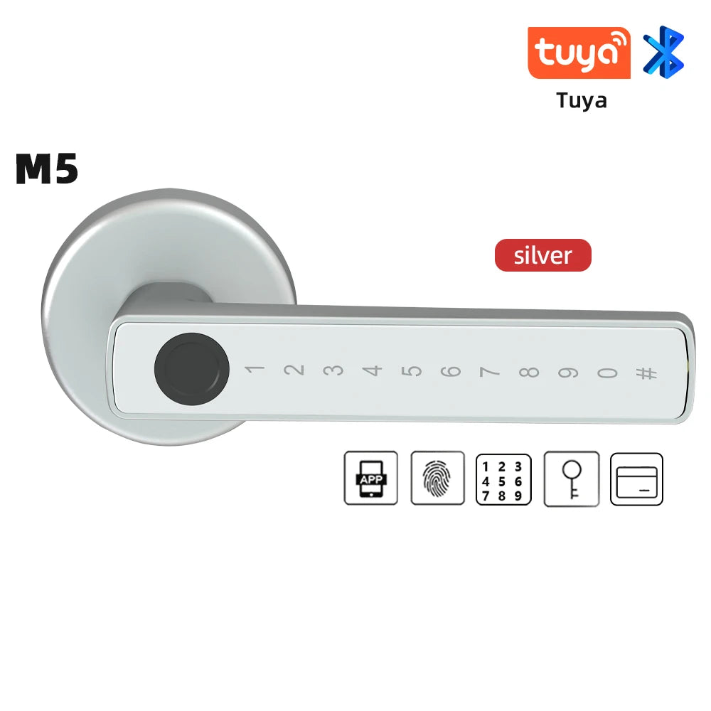 RMAJ™ Smart Fingerprint Lock – 5-in-1 Keyless Entry | Tuya App Control, Card, Keypad & Print Unlock