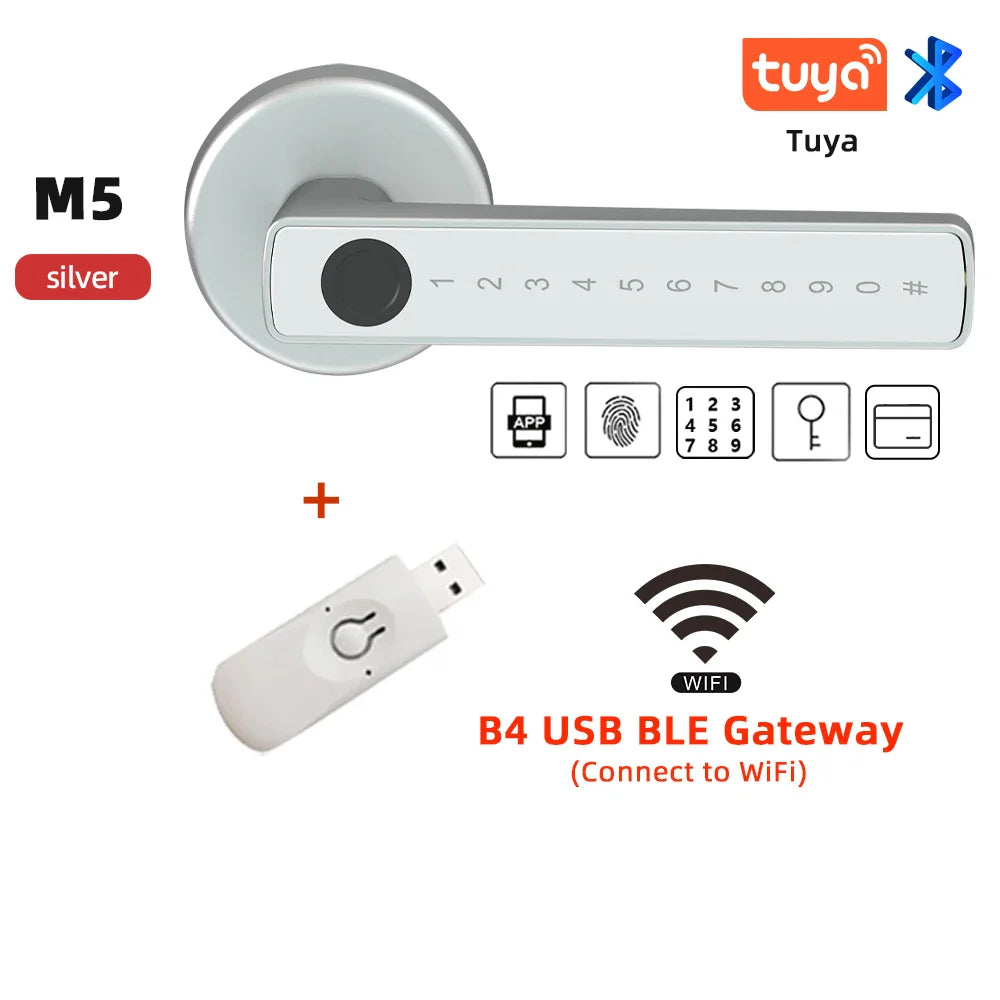 RMAJ™ Smart Fingerprint Lock – 5-in-1 Keyless Entry | Tuya App Control, Card, Keypad & Print Unlock