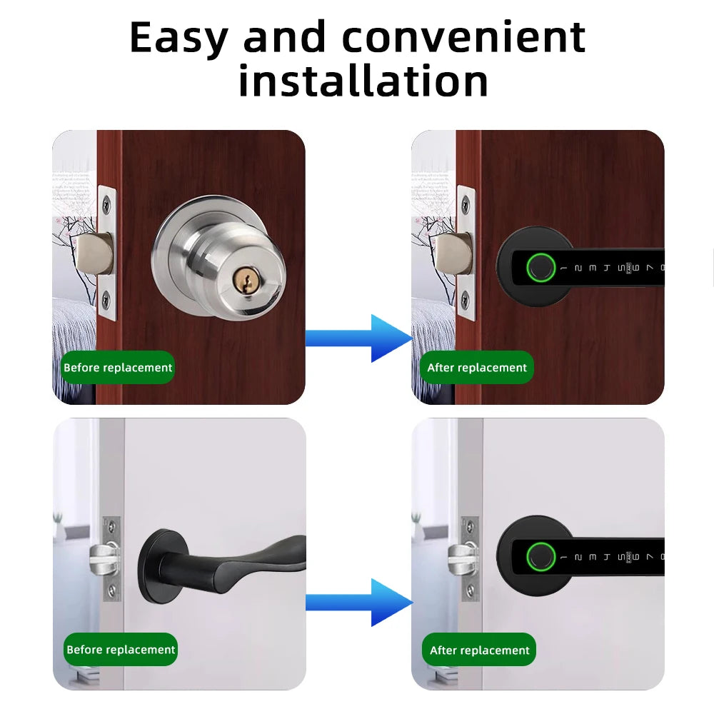 RMAJ™ Smart Fingerprint Lock – 5-in-1 Keyless Entry | Tuya App Control, Card, Keypad & Print Unlock