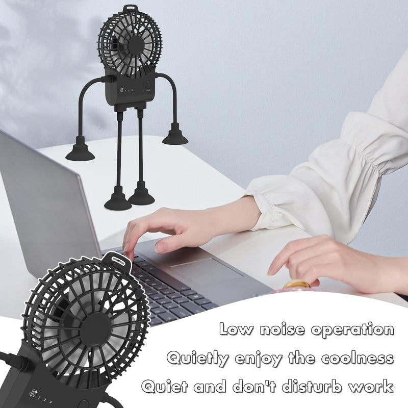 Type-C Adjustable Body Robot Mini Portable Fan with 3 Speed Settings, 2 Hour Usage Time Handheld Fan with Silicone Sucker, Small Fan Flexible Body, Gift for Mom, Suitable for Outdoor Traveling Work