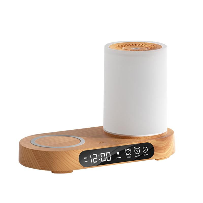 Multifunctional Aromatherapy Diffuser with Wireless Charging, Bluetooth Speaker, Humidifier, Night Light & Clock Features - Modern Design for Home Use