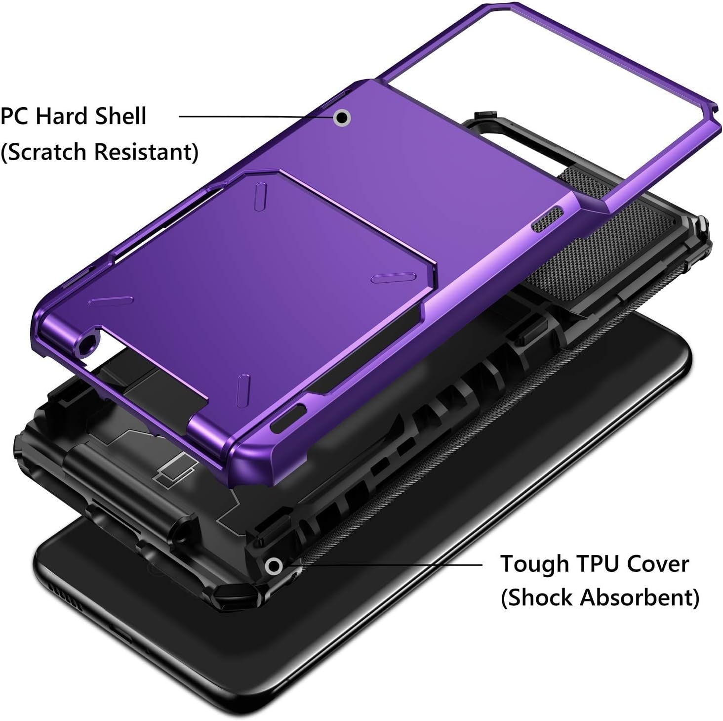Samsung Galaxy S21 Ultra Shockproof Purple Wallet Case - Stylish and Functional Card Holder
