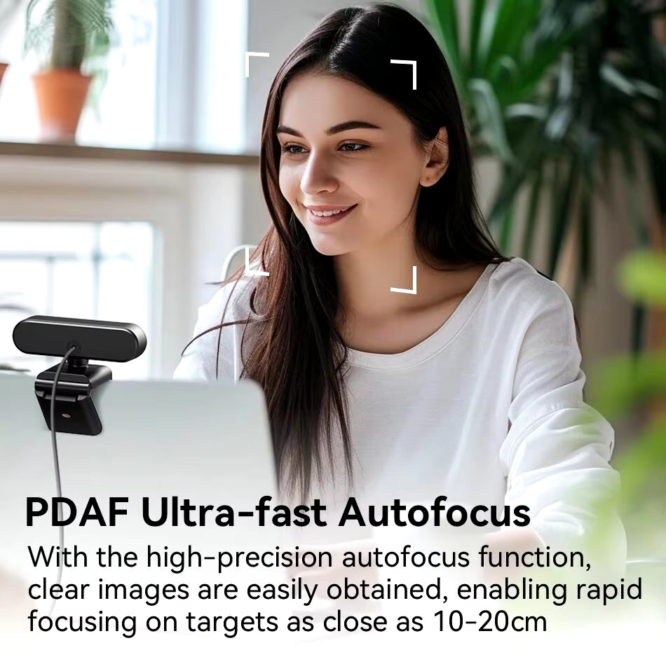 Experience Crystal Clear Video Calls with Our 4K Autofocus Webcam - Perfect for Video Conferencing and Live Streaming!