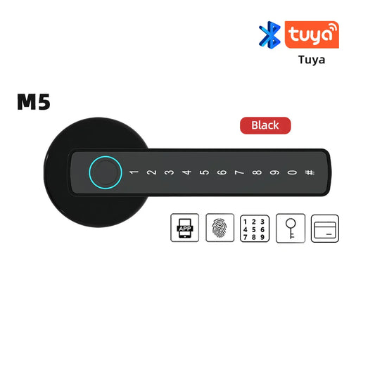 RMAJ™ Smart Fingerprint Lock – 5-in-1 Keyless Entry | Tuya App Control, Card, Keypad & Print Unlock