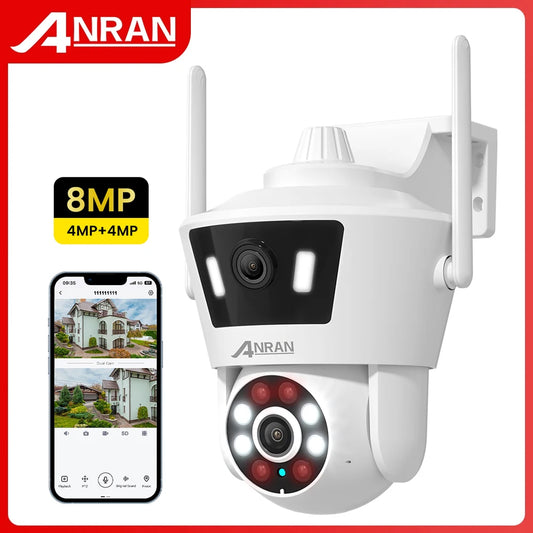 Dual Lens Wifi Camera 4MP+4MP Security Camera Dual Live View Home Protection Color Night Vision Two Way Audio PIR Detection