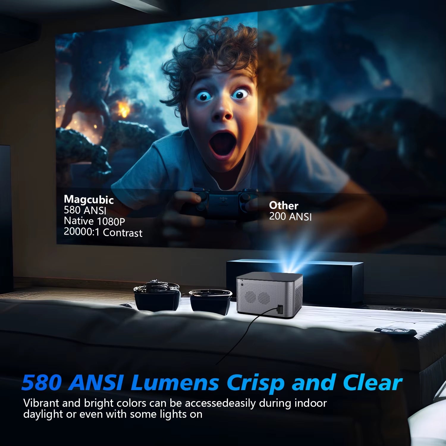 4K Android smart projector with Wi-Fi and Bluetooth
